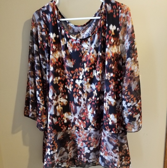 Dress Barn warm tone patterned tunic blouse, 2x - Picture 7 of 7